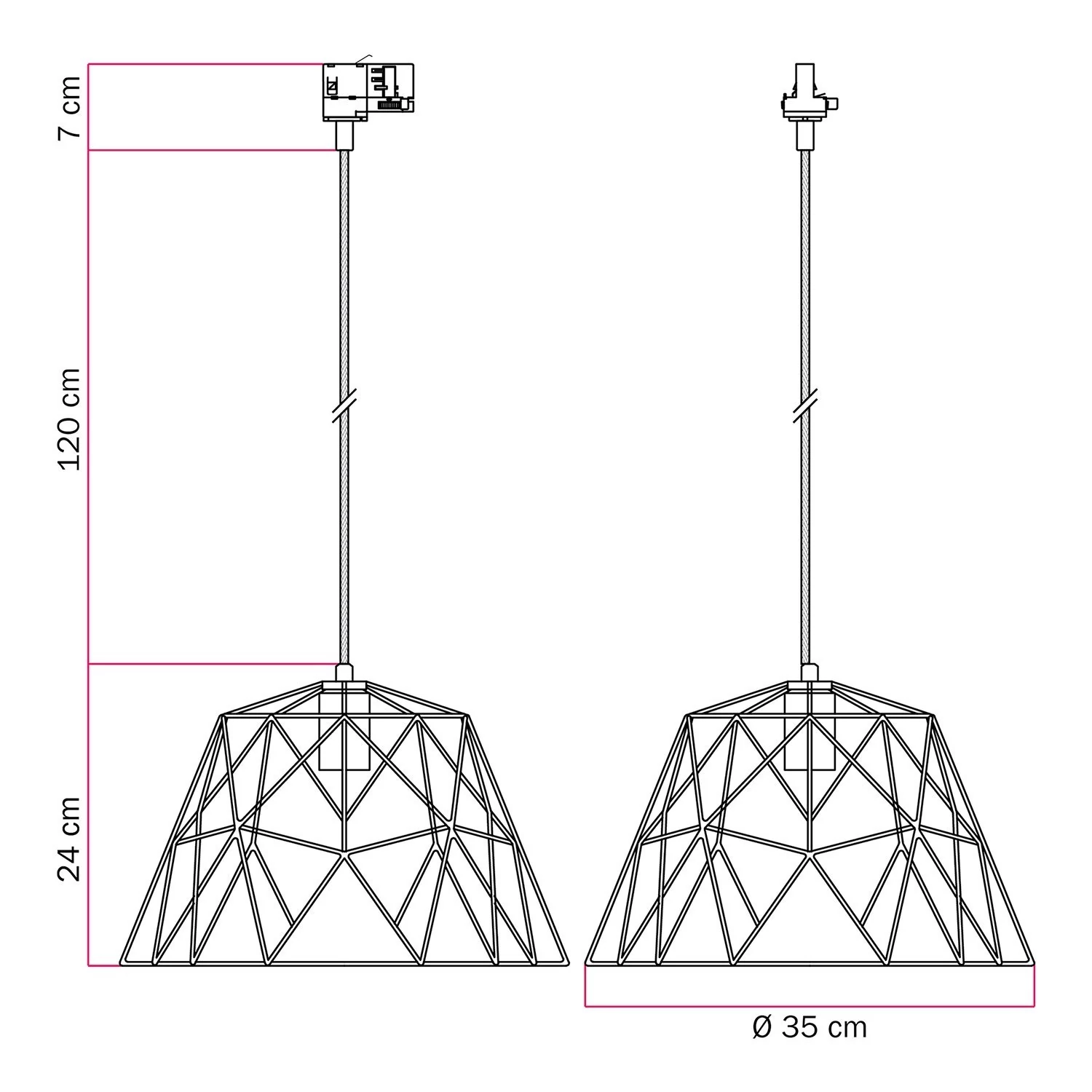 Lámpara industrial con jaula de pantalla jaula y adaptador para carril