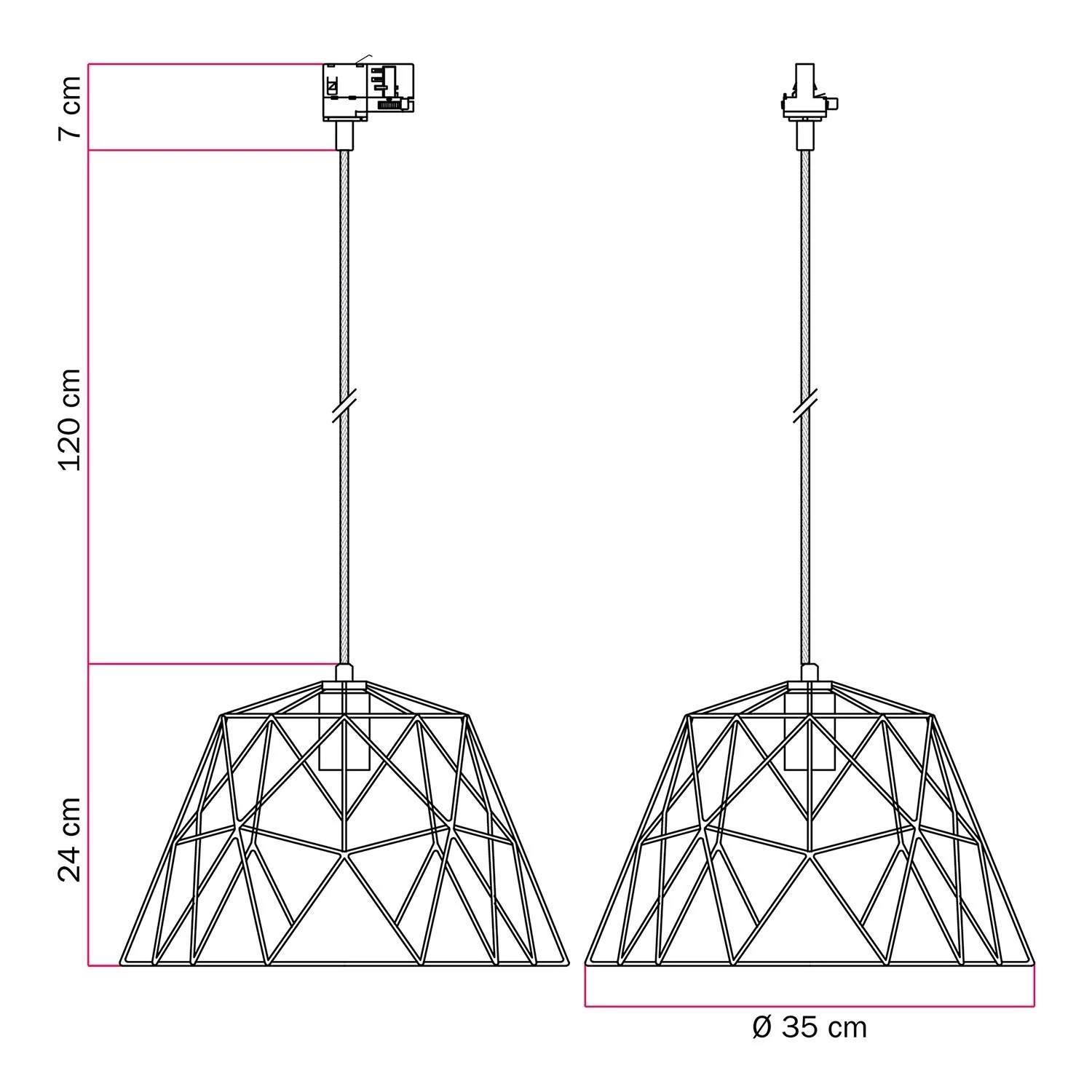 Lámpara industrial con jaula de pantalla jaula y adaptador para carril