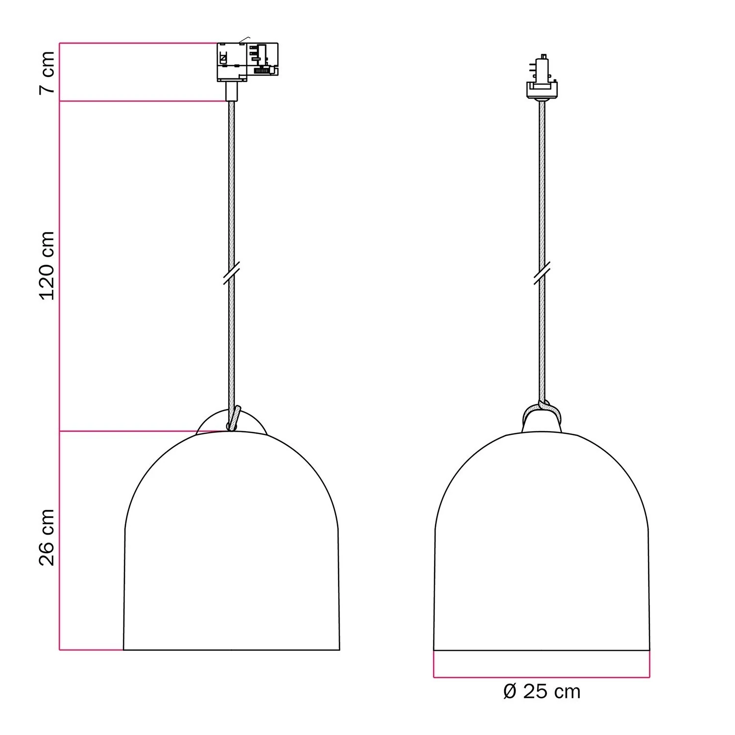 Lámpara para carril con pantalla Campana M de cerámica
