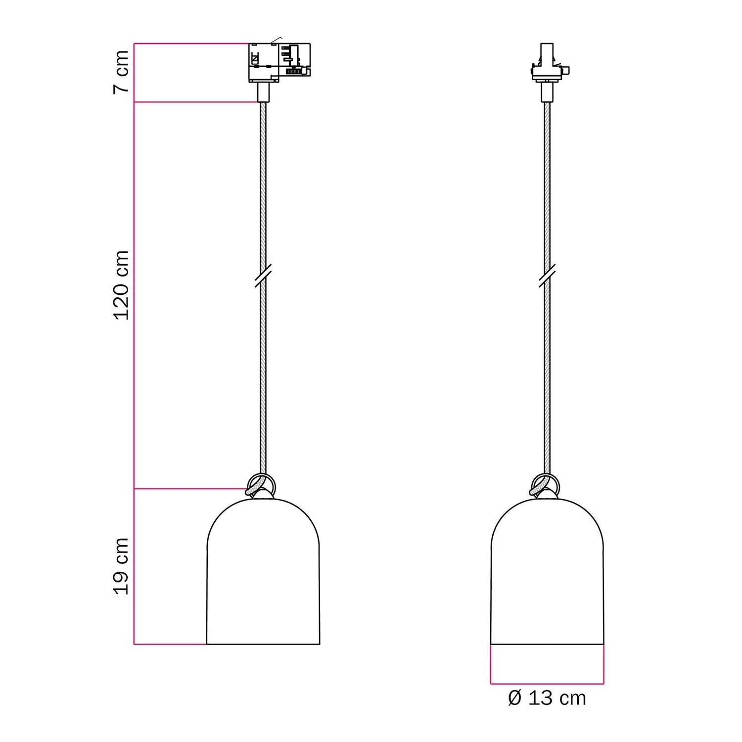 Lámpara para carril con pantalla Campana XS de cerámica