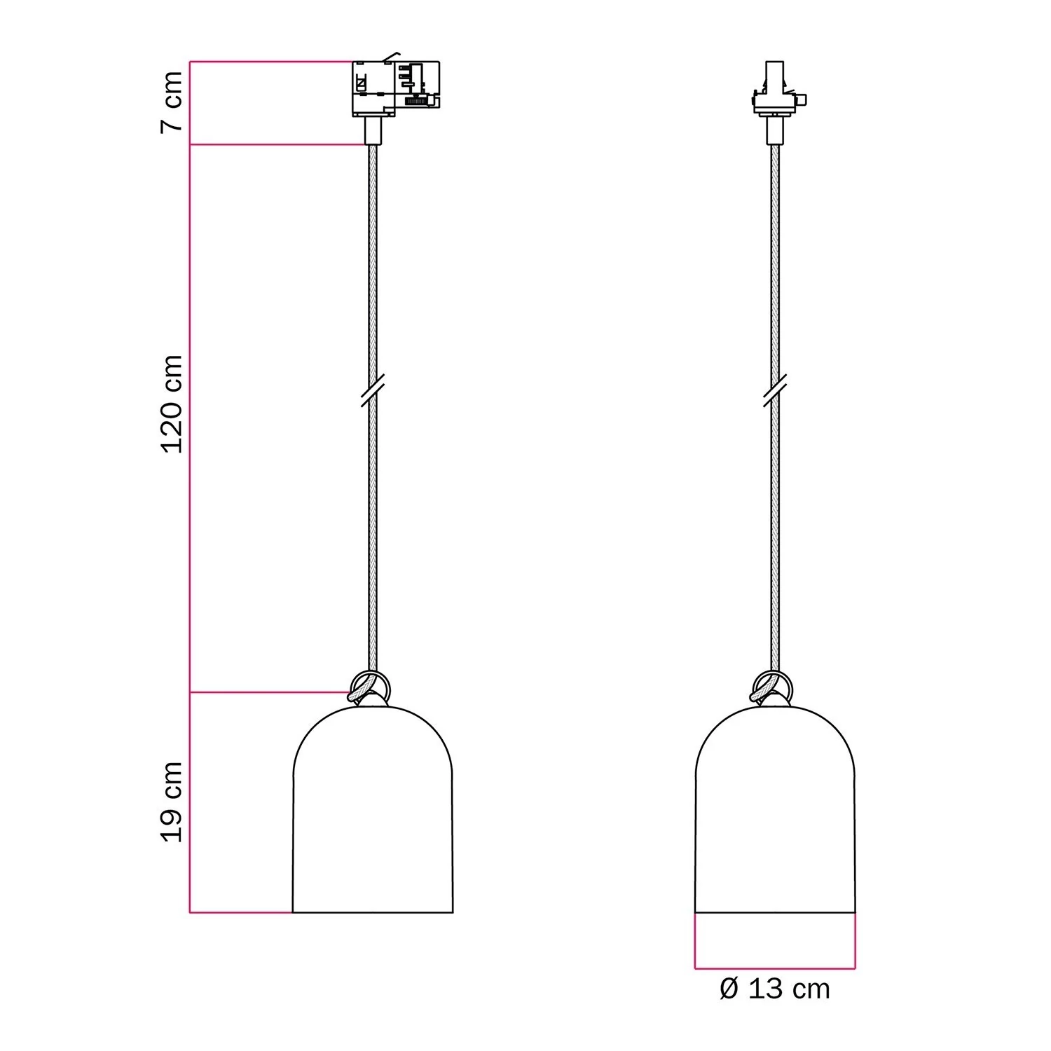 Lámpara para carril con pantalla Campana XS de cerámica