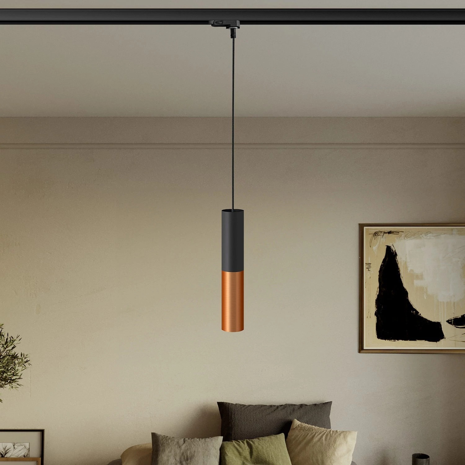 Suspensión sobre carril con pantalla metálica Tub-E14