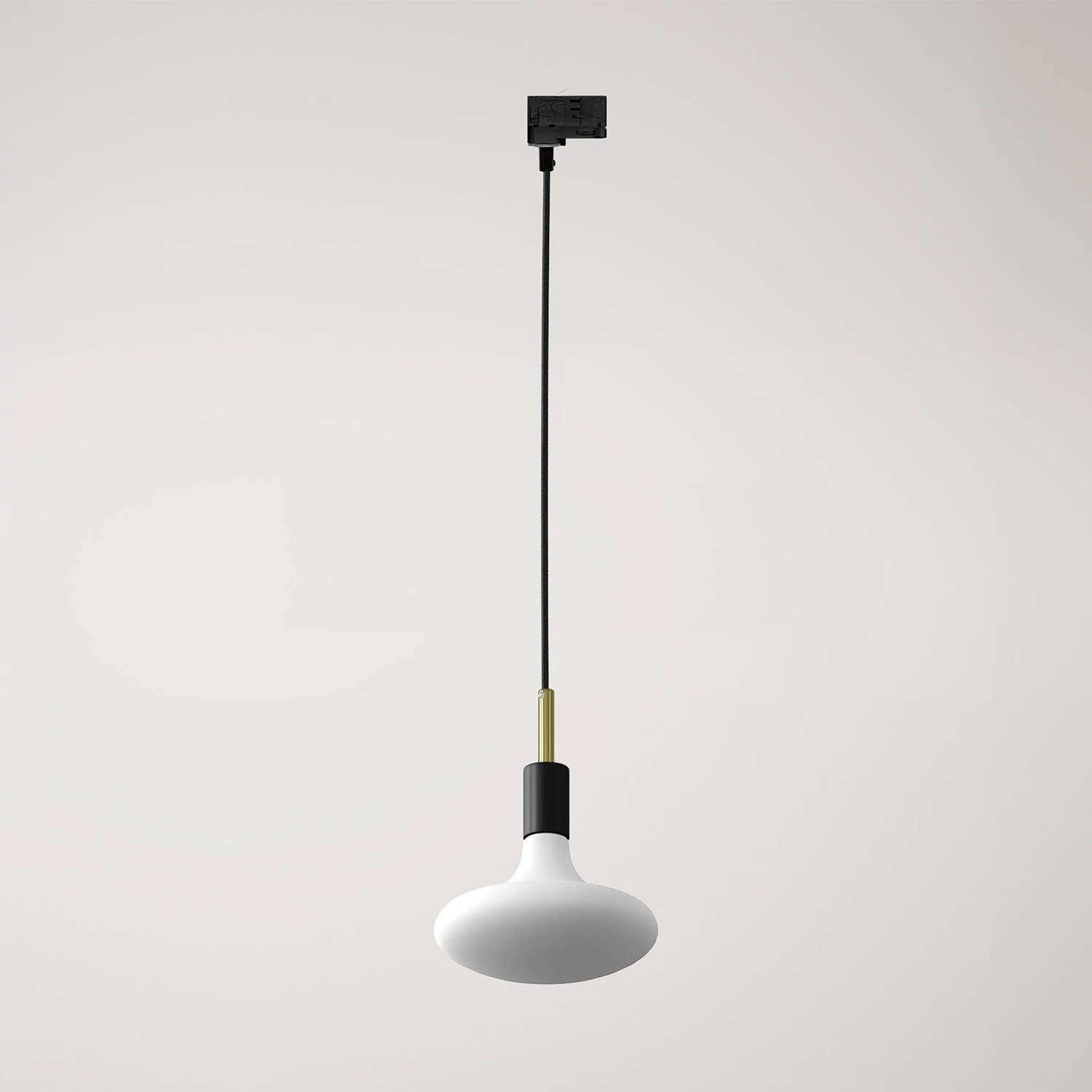 Lámpara metálica para carril con sujetacables de 7 cm.
