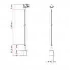 Lámpara metálica para carril con sujetacables de 7 cm.