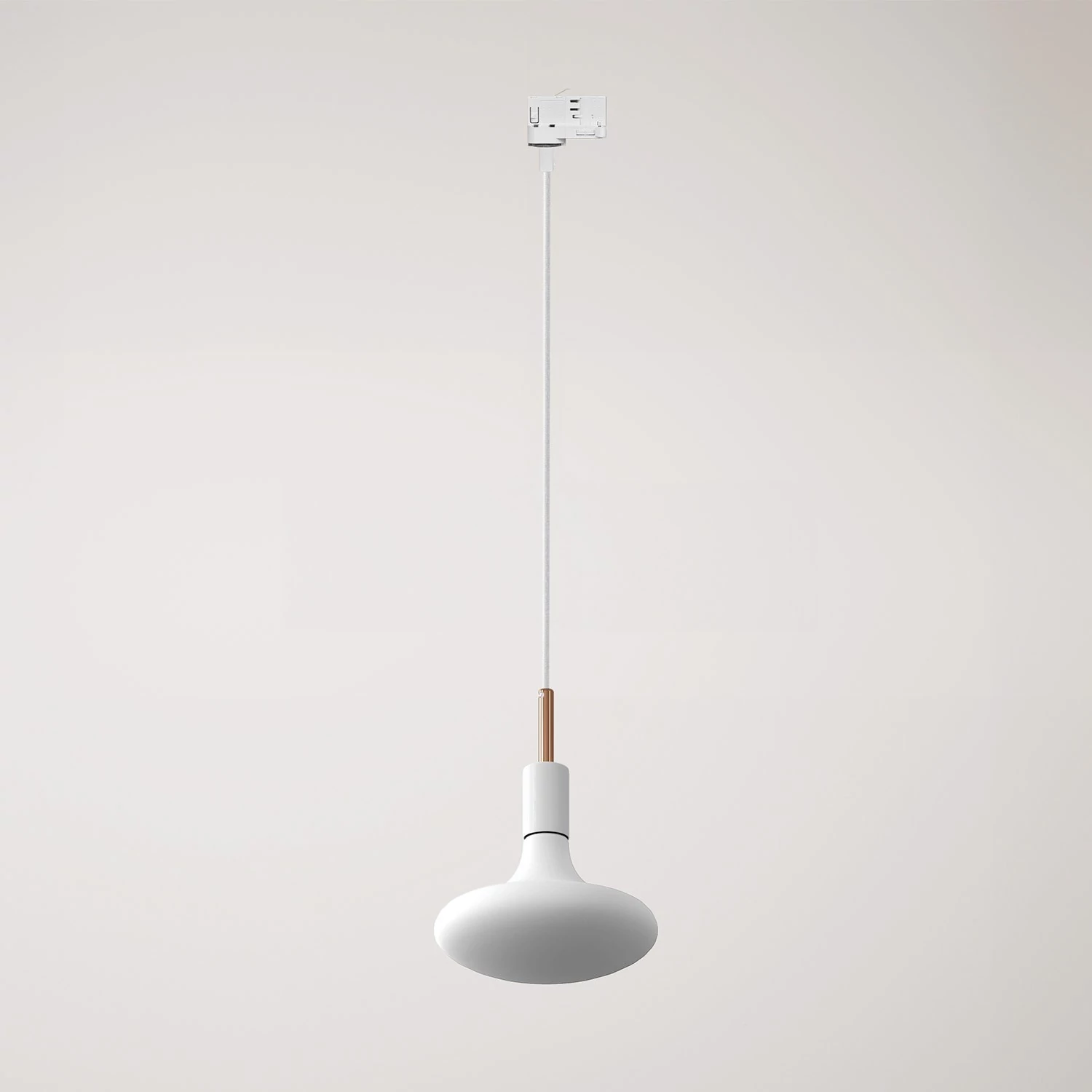 Lámpara metálica para carril con sujetacables de 7 cm.