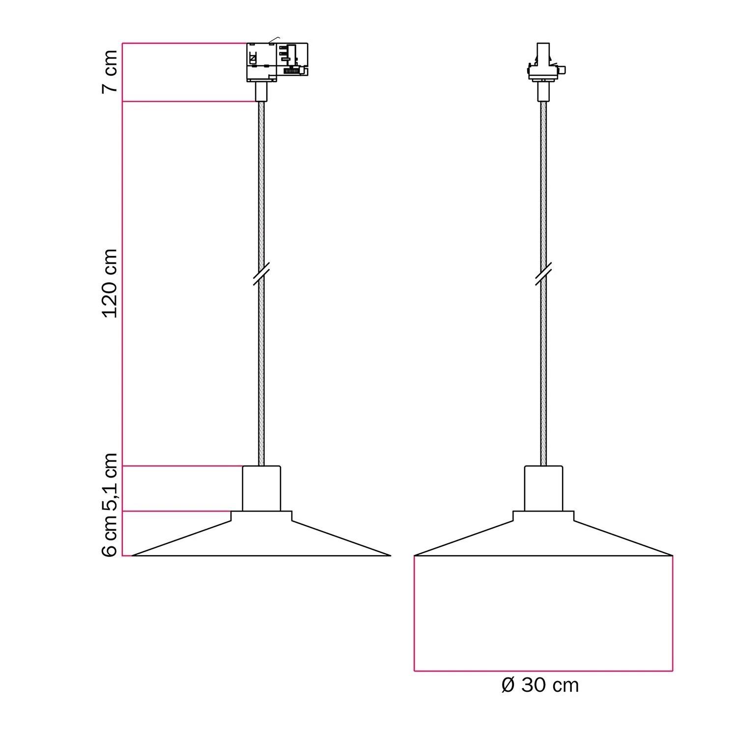 Suspensión con pantalla Pastel para carril