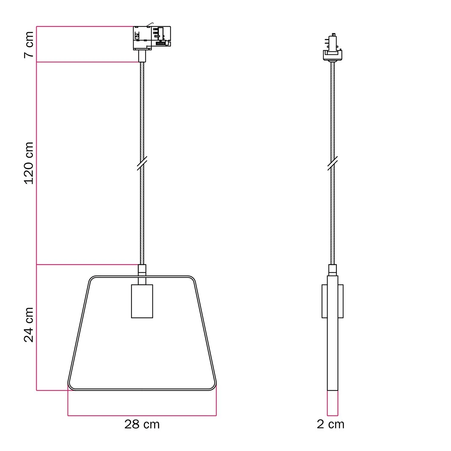 Lámpara con pantalla de metal geométrica para carril