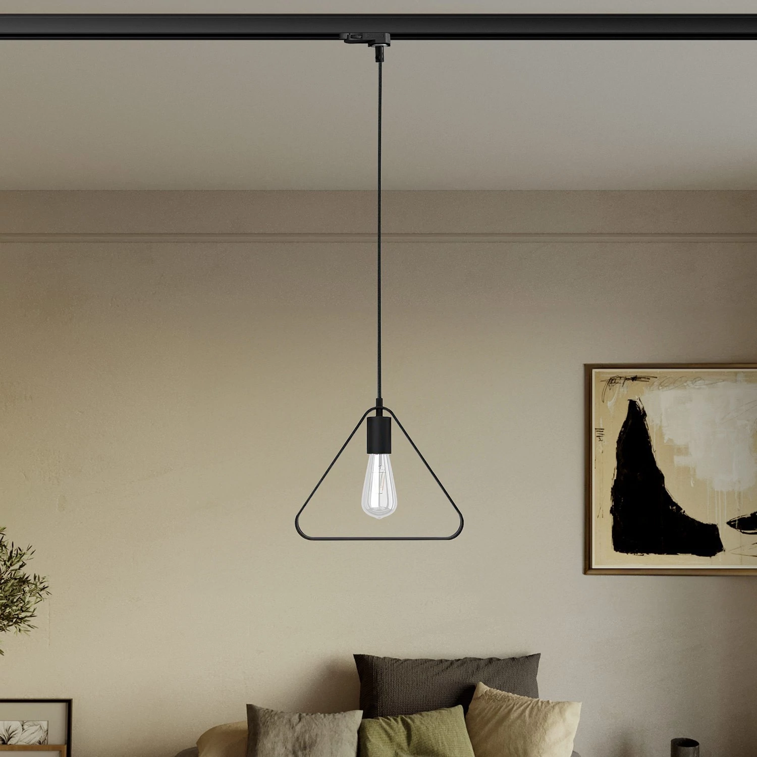 Lámpara moderna con pantalla triangular para carril