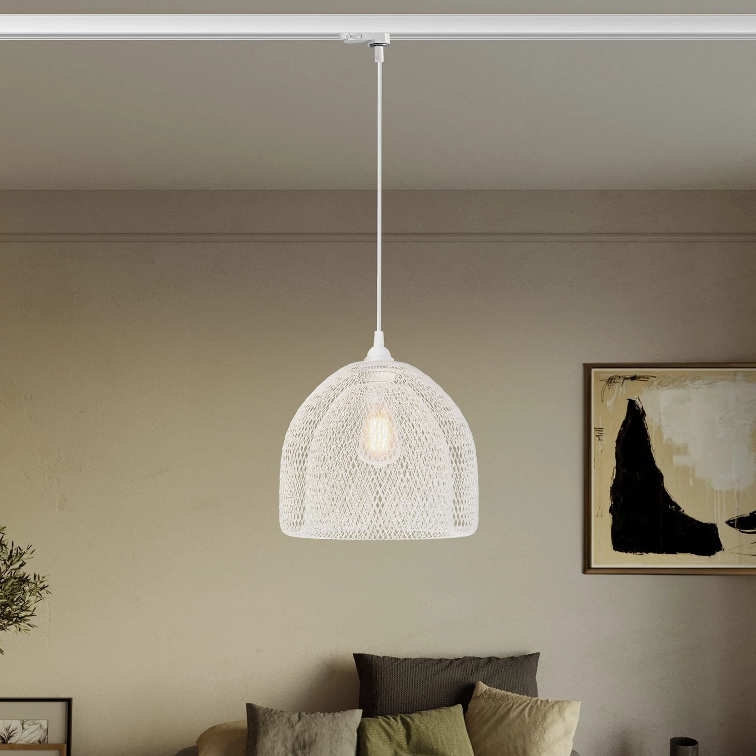 Lámpara industrial con pantalla jaula XL Ghostbell para carril