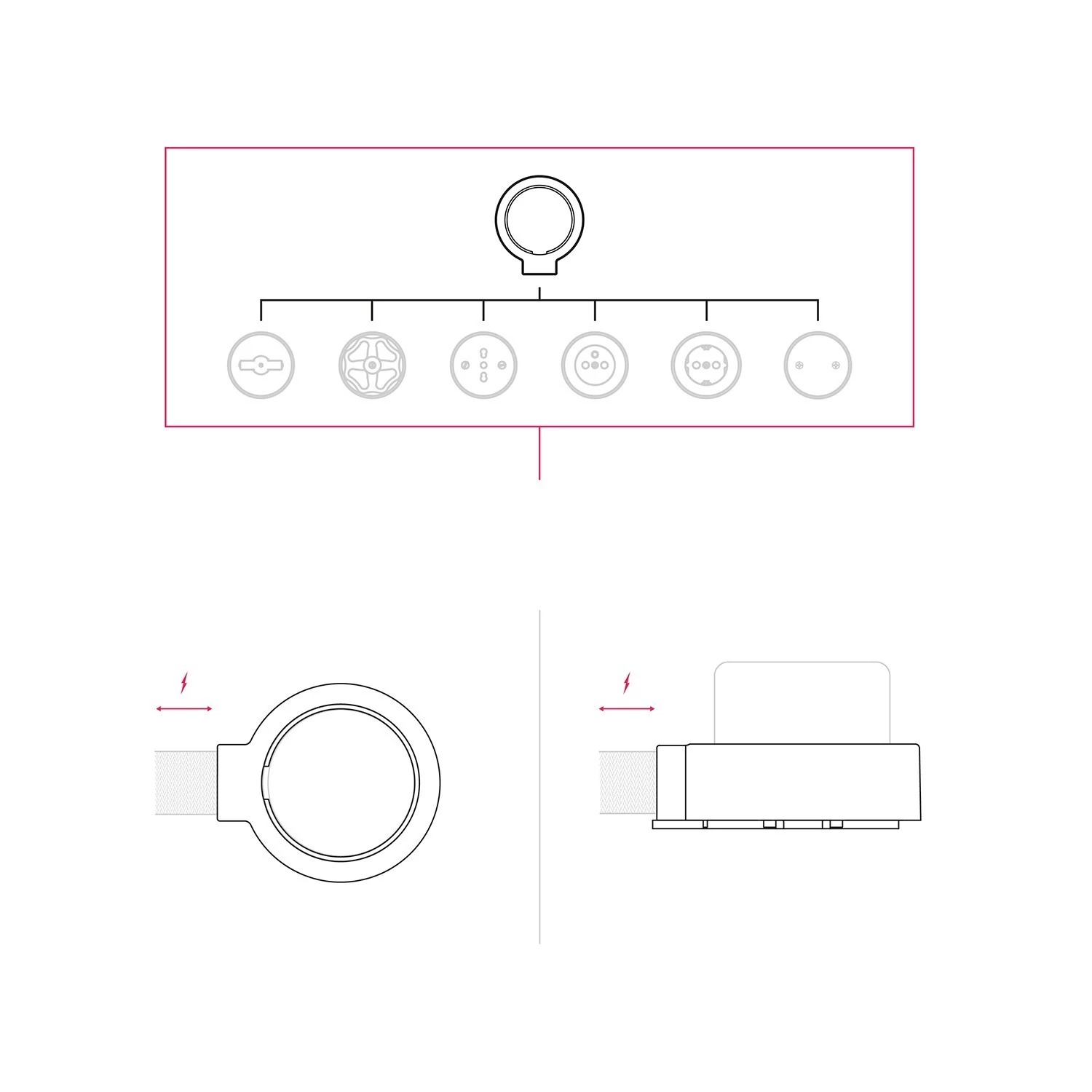 Base de porcelana para toma de corriente - de 1 a 4 salidas