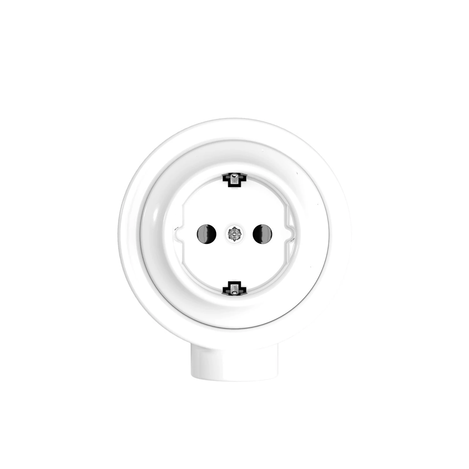 Toma Schuko de porcelana con base para canaleta de cables