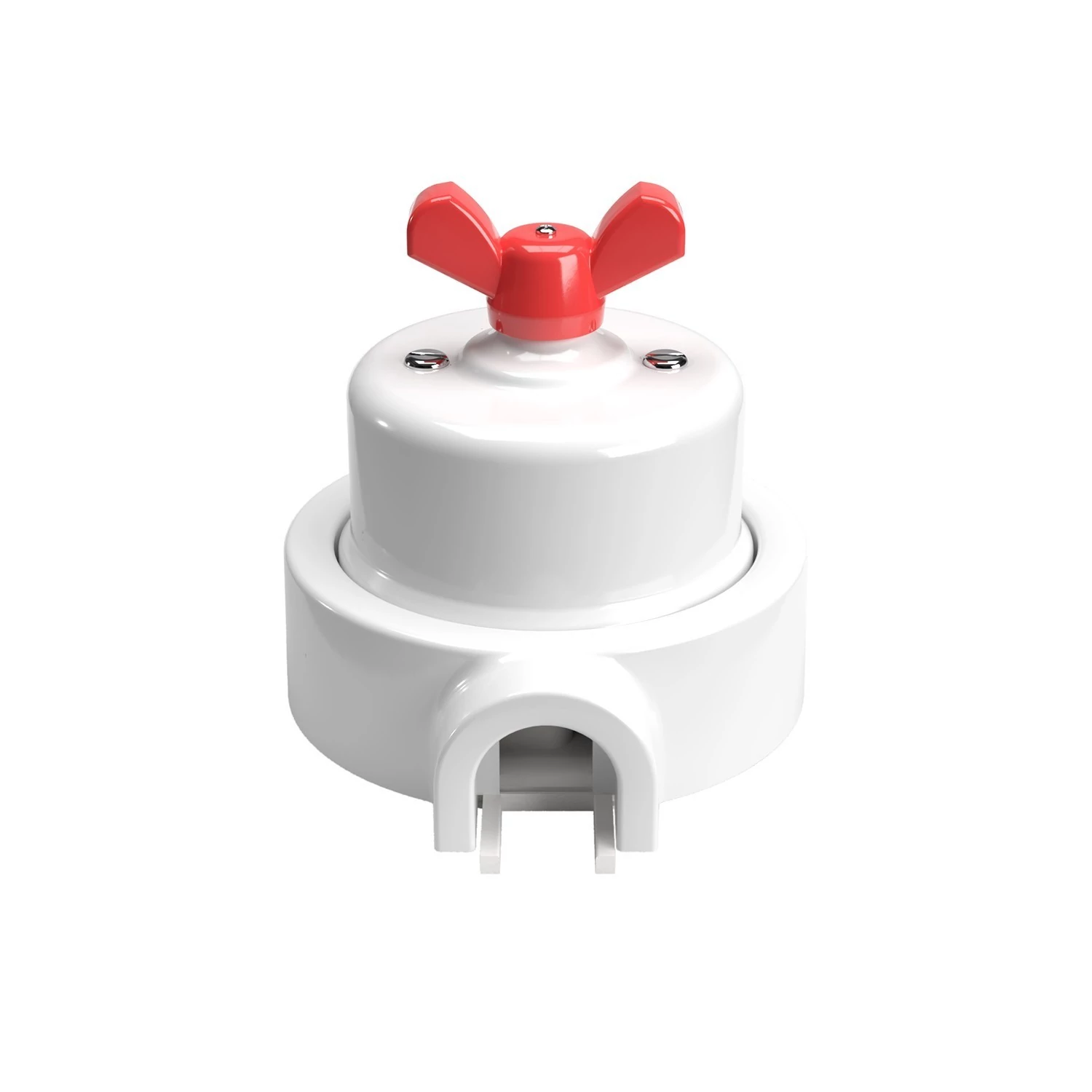 Interruptor de porcelana con base para pasacables