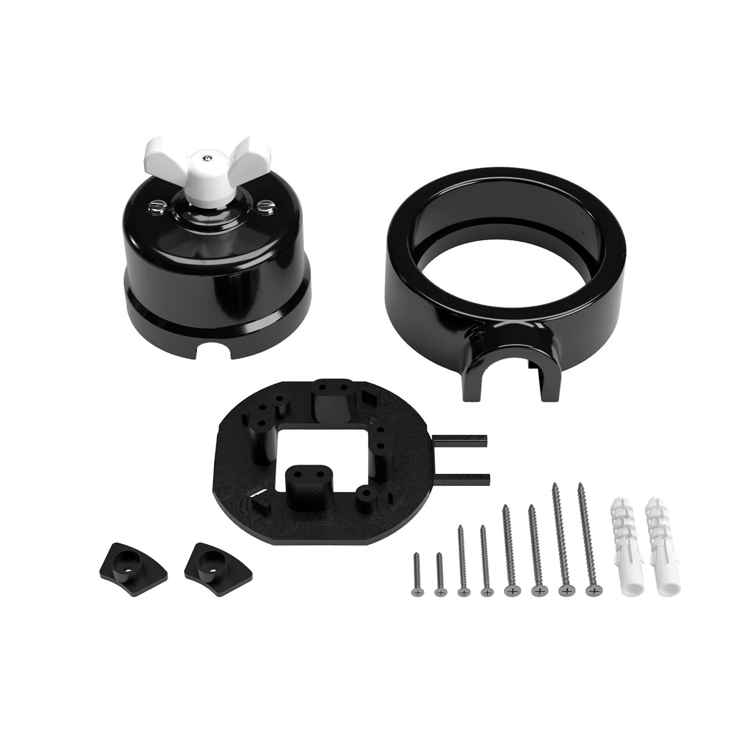 Interruptor de porcelana con base para pasacables