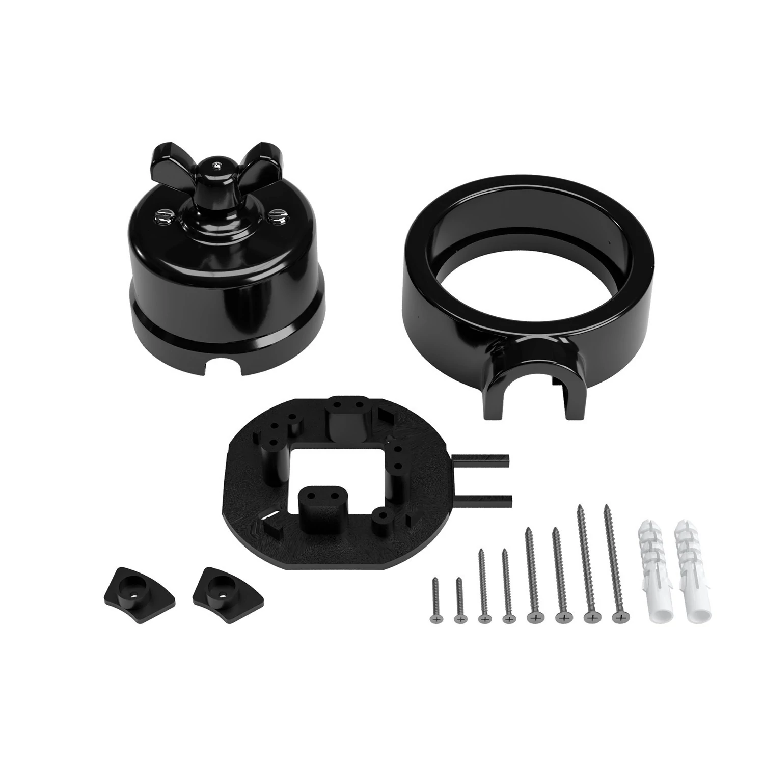 Interruptor de porcelana con base para pasacables