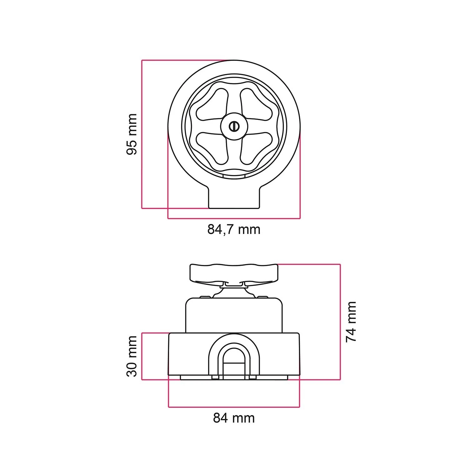 Interruptor de porcelana con base para pasacables