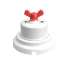 Interruptor de porcelana blanca con mariposa y base.