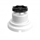 Interruptor de porcelana blanca con pomo y base.