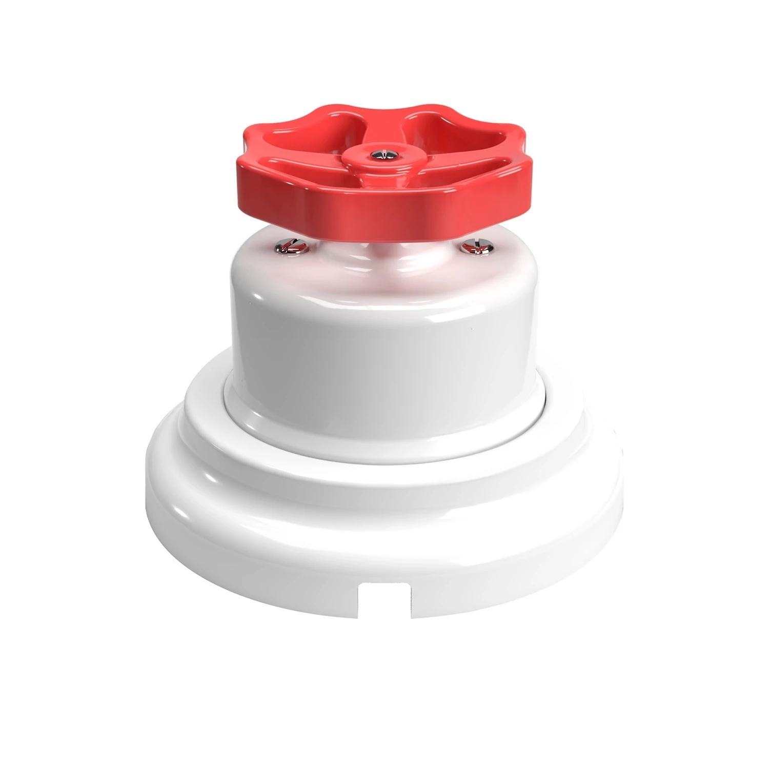Interruptor de porcelana blanca con pomo y base.