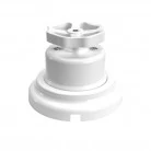 Interruptor de porcelana blanca con pomo y base.
