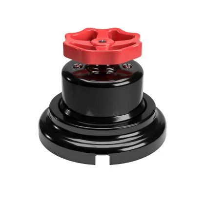 Interruptor de porcelana negra con pomo y base.