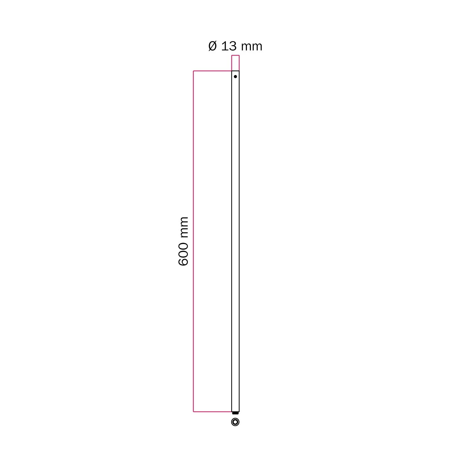 Tubo de extensión metálico de 60 cm.