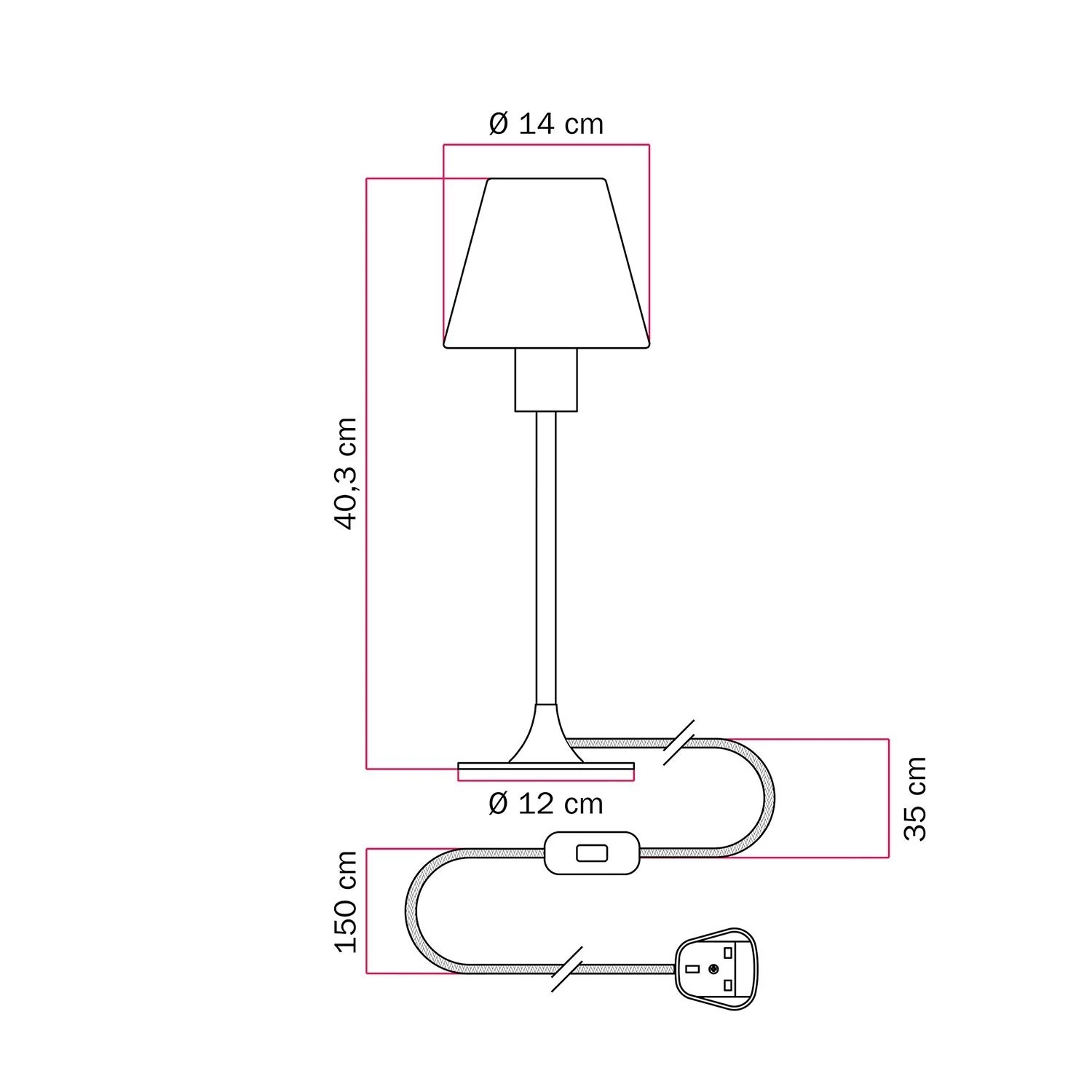 Lámpara de mesa de metal con pantalla
