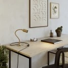 Lámpara de escritorio con extensión orientable y foco.