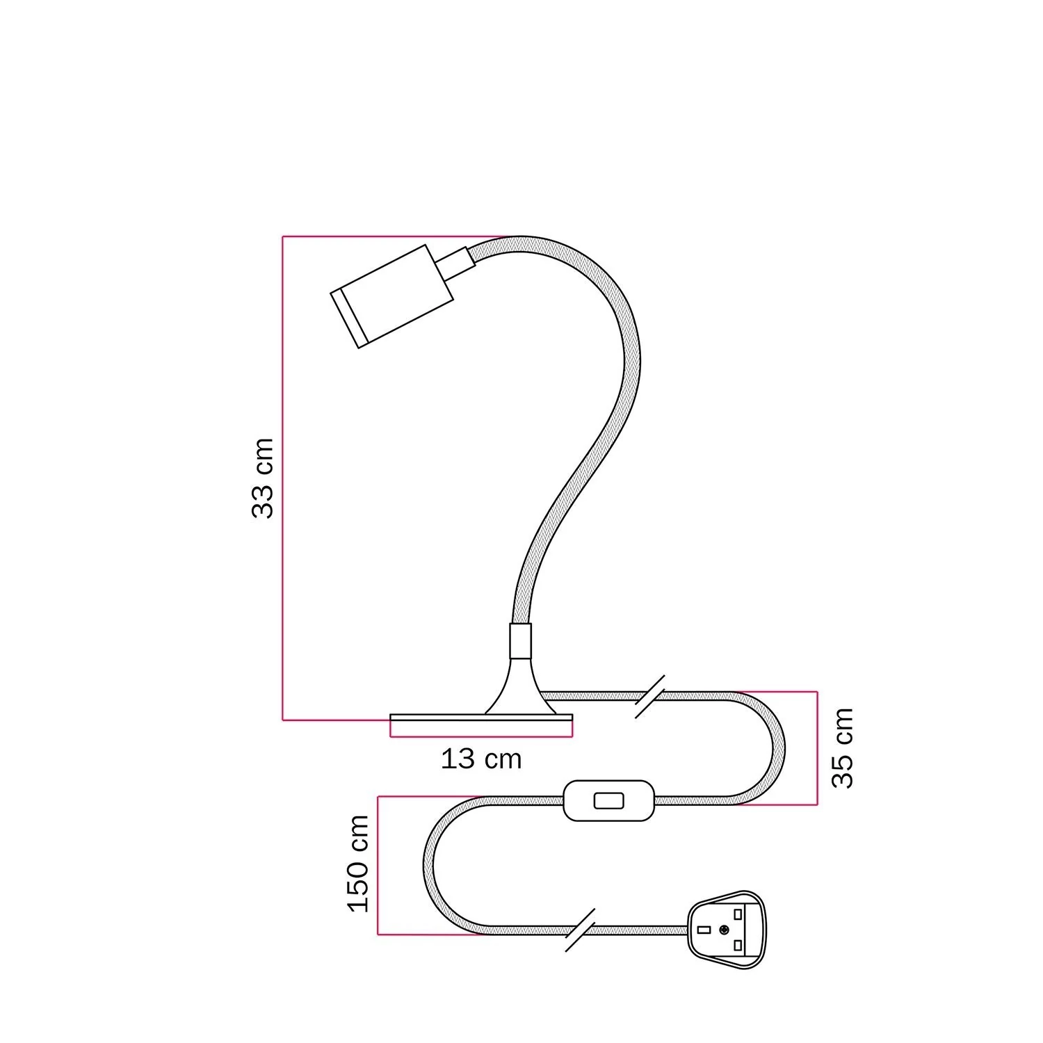 Lámpara de escritorio con extensión orientable y foco.