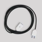 Alargador eléctrico con cable textil negro brillante 2P 10A