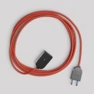 Alargador eléctrico con cable textil rojo brillante 2P 10A