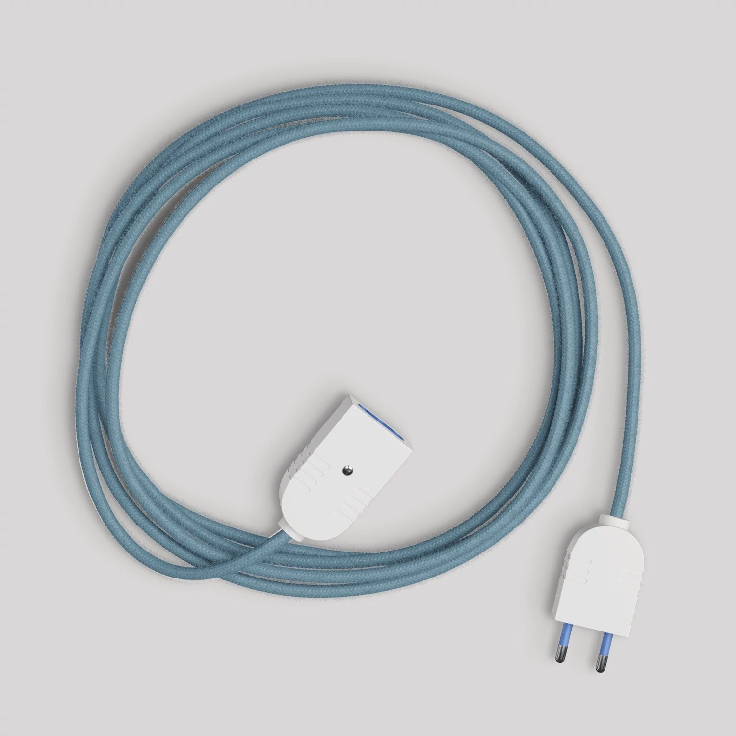 Alargador eléctrico con cable de algodón azul océano 2P 10A