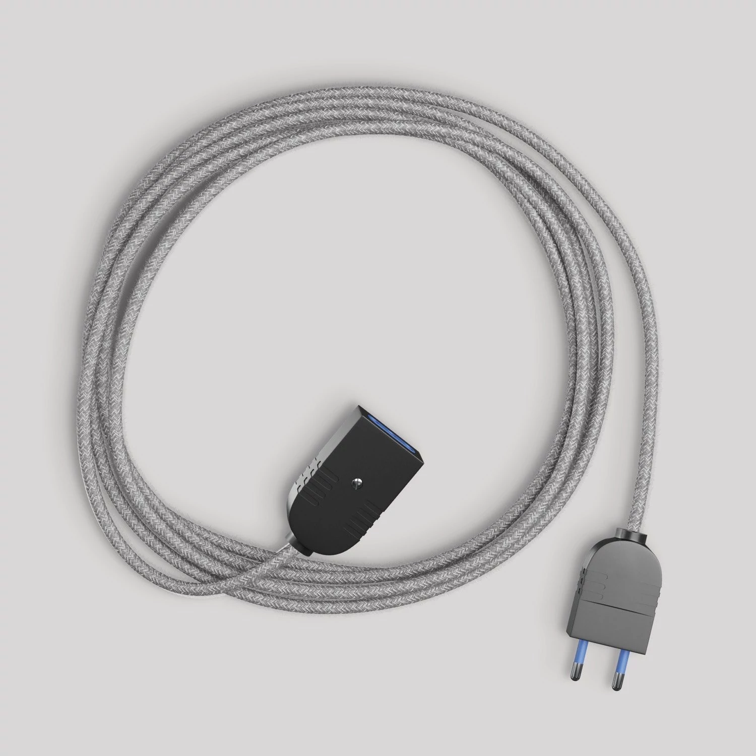 Alargador eléctrico con cable de lino gris 2P 10A