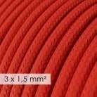 Multienchufe alemana con cable de tejido rojo brillante