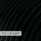 Multienchufe alemana con cable de tejido negro brillante