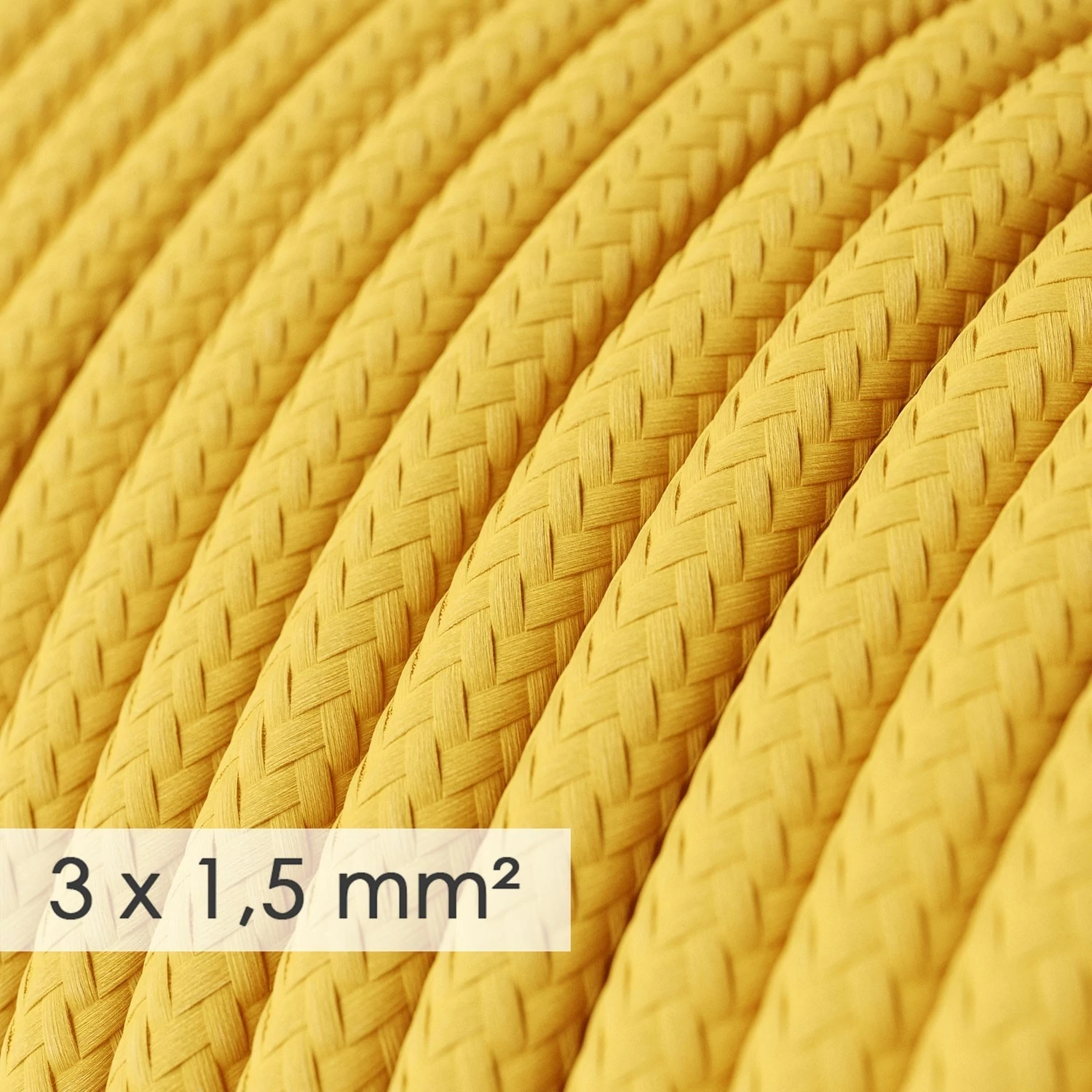 Multienchufe alemana con cable de tejido amarillo brillante