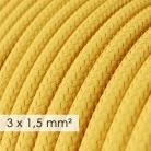 Multienchufe alemana con cable de tejido amarillo brillante