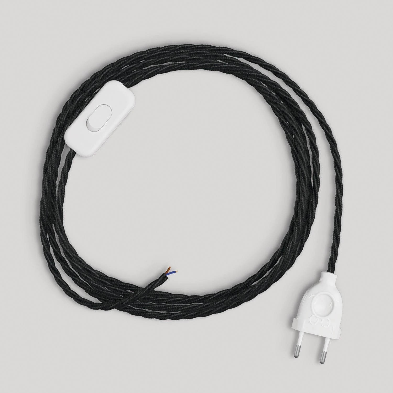 Cableado negro trenzado para lámpara, cable 1,80 m.