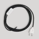 Cableado negro trenzado para lámpara, cable 1,80 m.