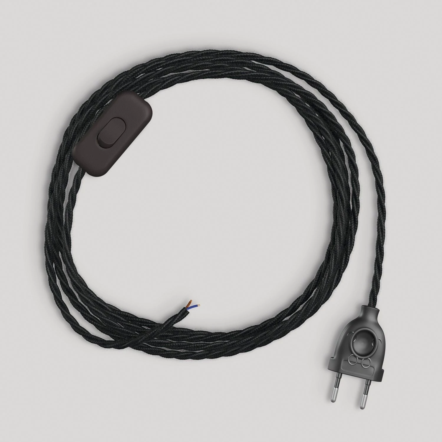 Cableado negro trenzado para lámpara, cable 1,80 m.