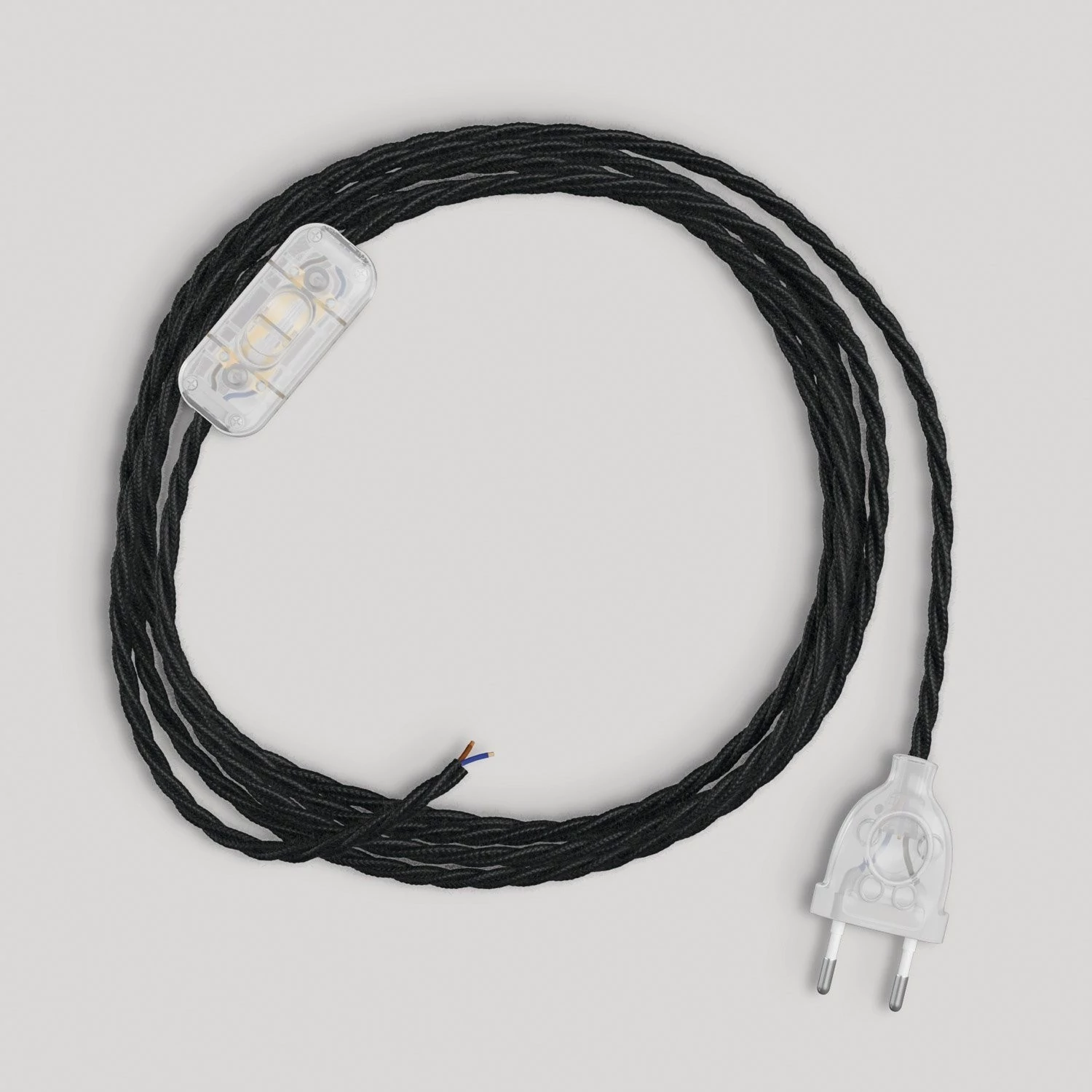Cableado negro trenzado para lámpara, cable 1,80 m.