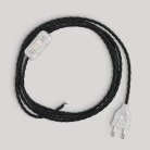 Cableado negro trenzado para lámpara, cable 1,80 m.