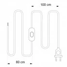 Cableado negro trenzado para lámpara, cable 1,80 m.