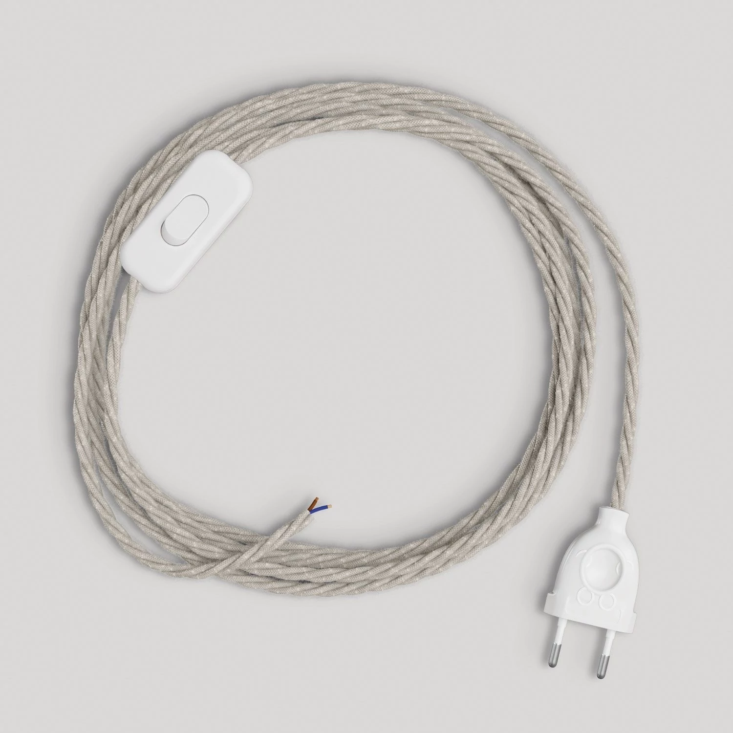 Cableado blanco trenzado para lámpara, cable 1,80 m.