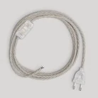 Cableado blanco trenzado para lámpara, cable 1,80 m.