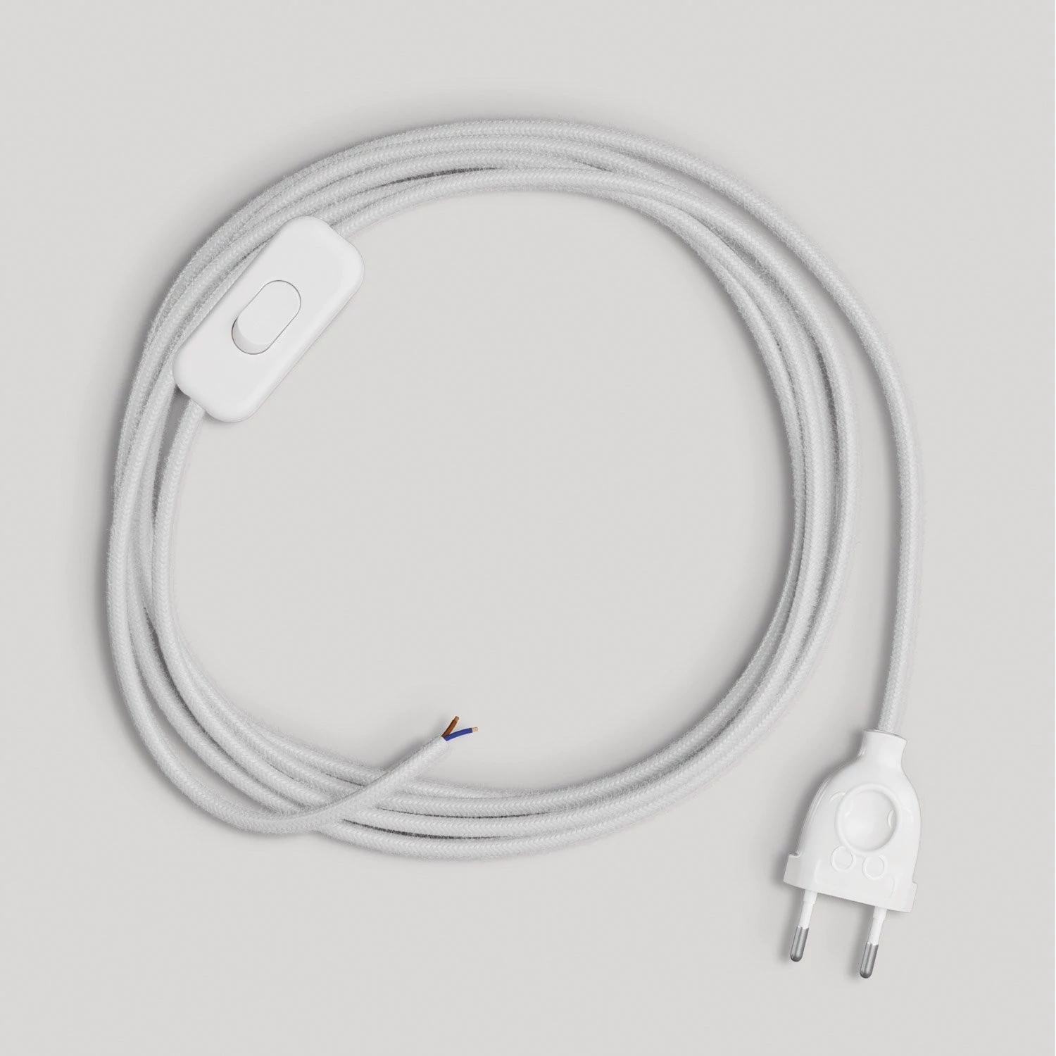 Cableado blanco de algodón para lámpara, cable 1,80 m.