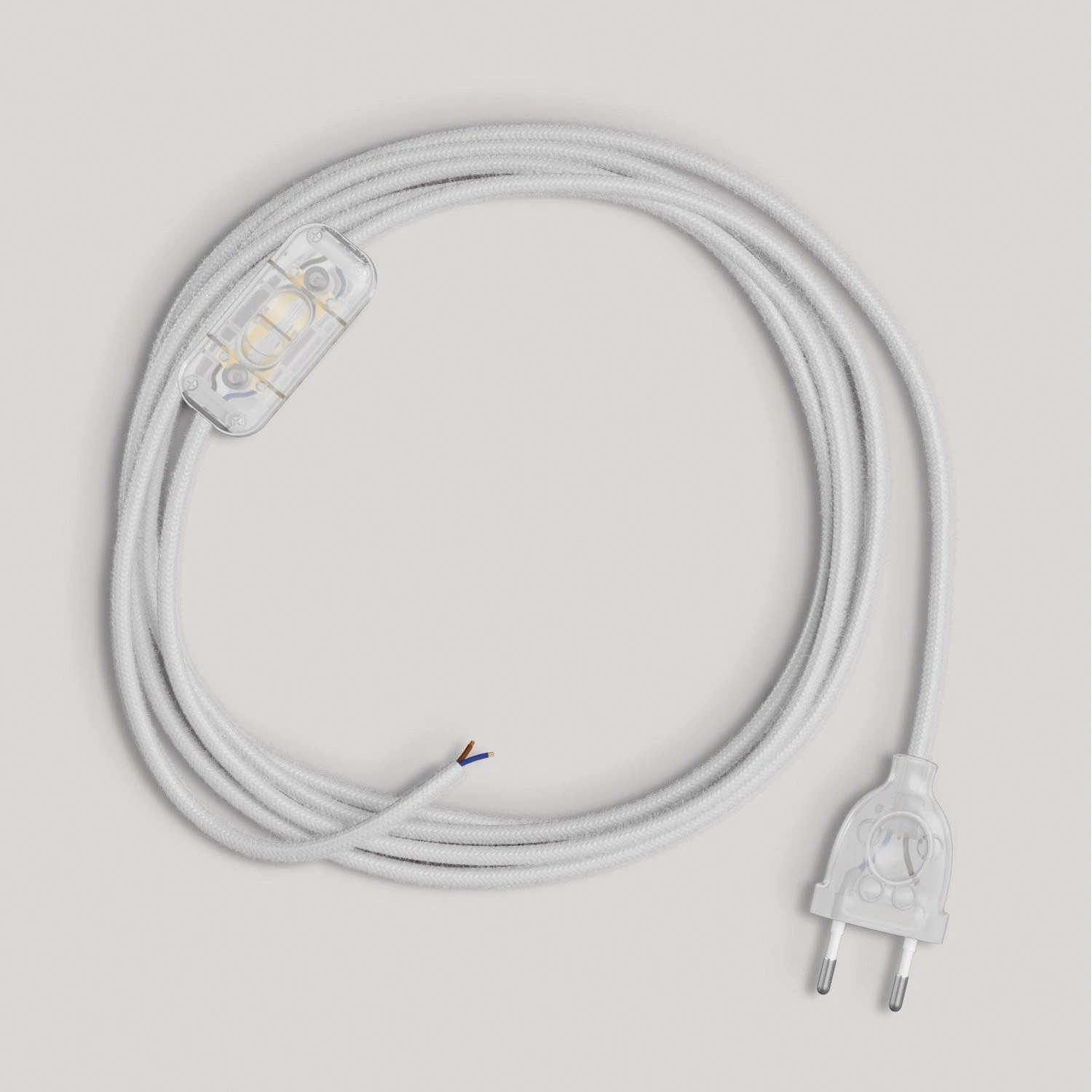 Cableado blanco de algodón para lámpara, cable 1,80 m.