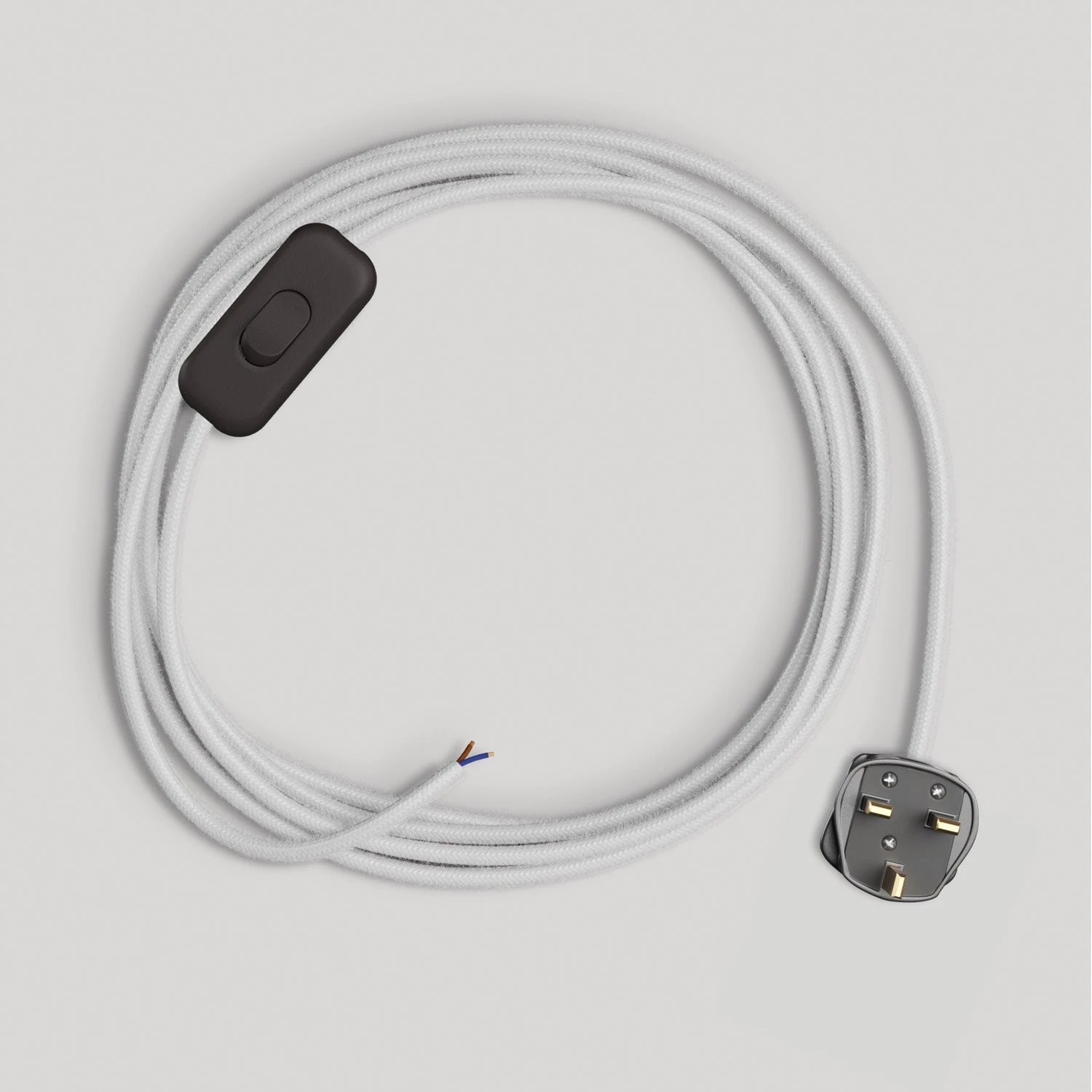 Cableado blanco de algodón para lámpara, cable 1,80 m.