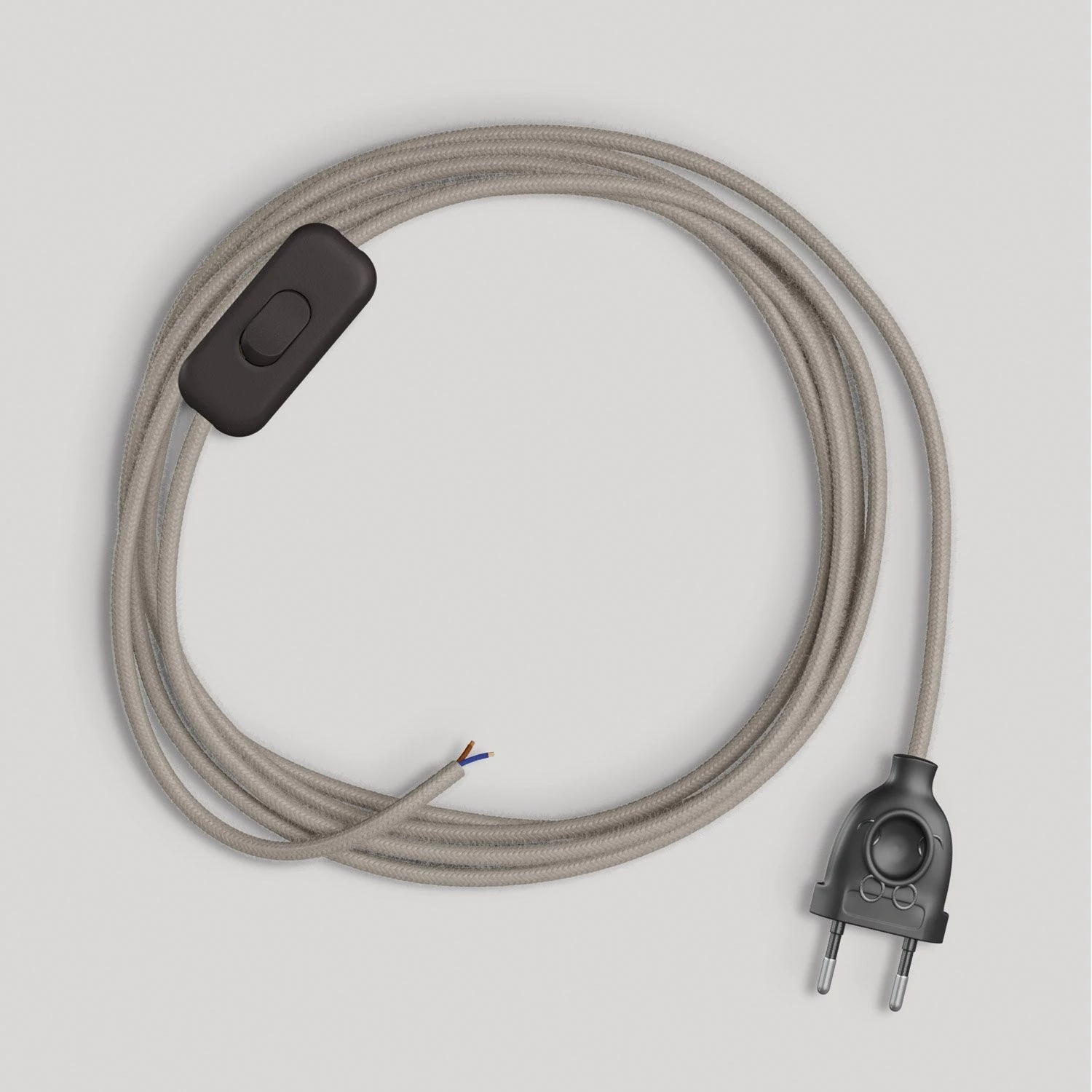 Cableado gris paloma de algodón para lámpara, cable 1,80 m.