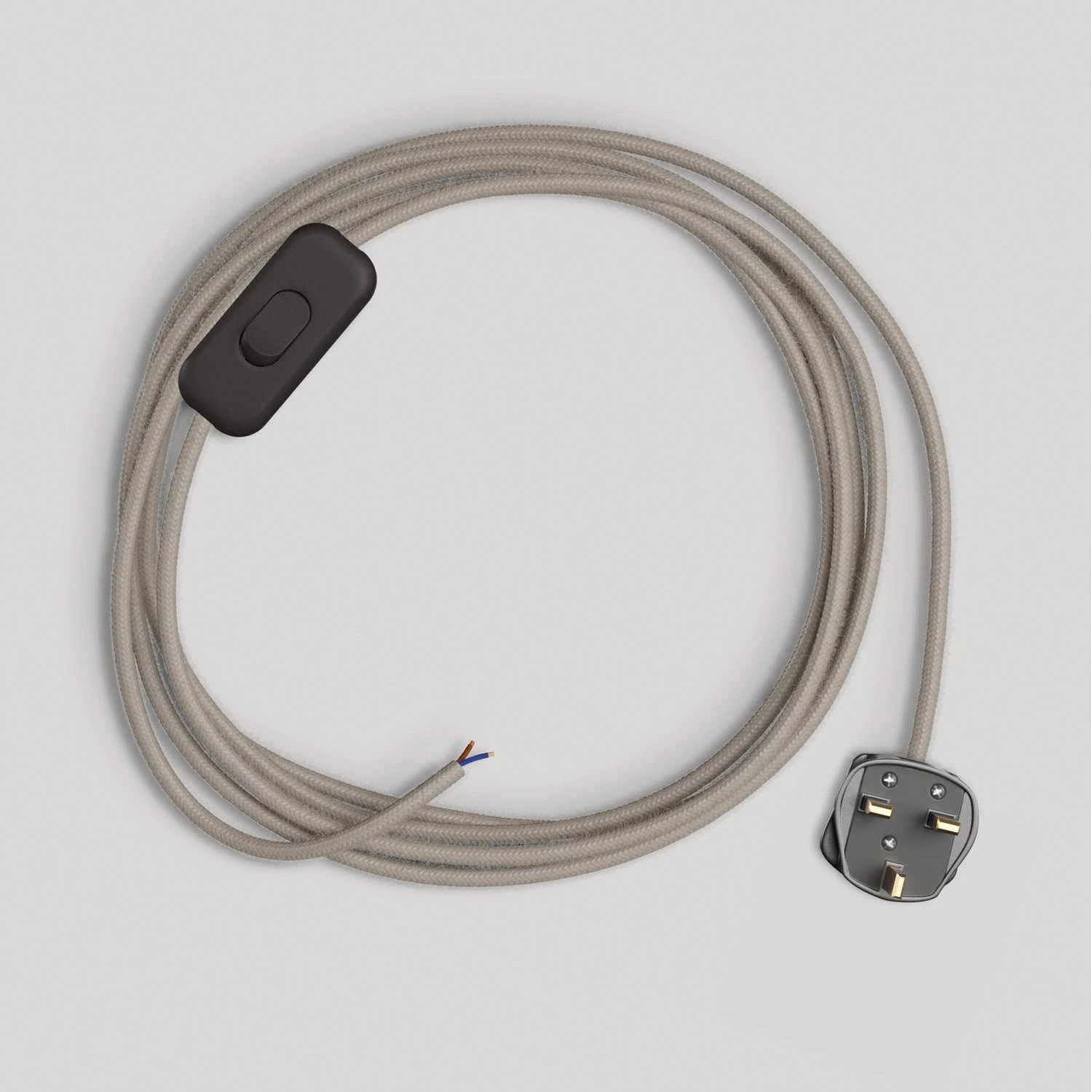 Cableado gris paloma de algodón para lámpara, cable 1,80 m.