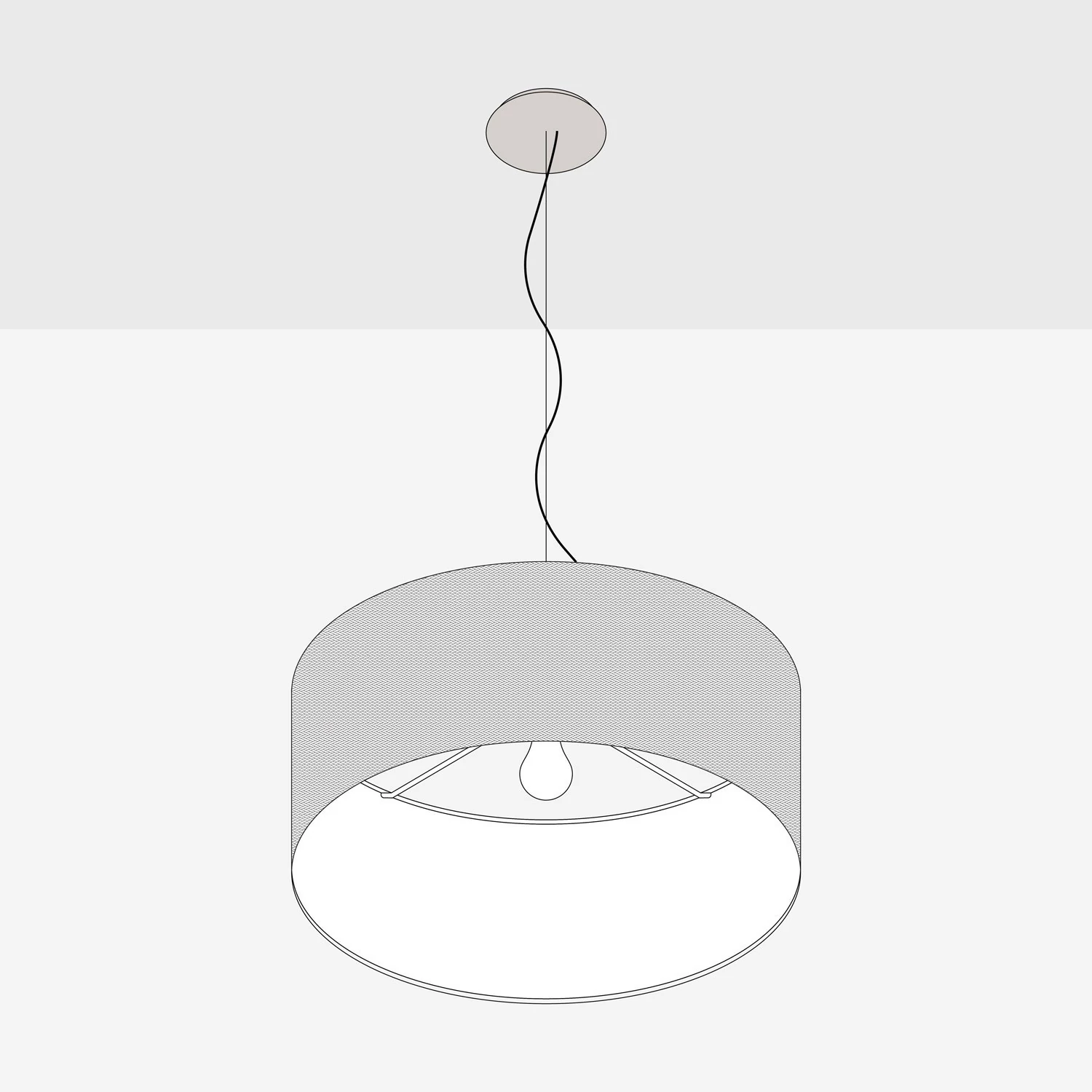 Lámpara colgante con pantalla de tela Cilindro Small